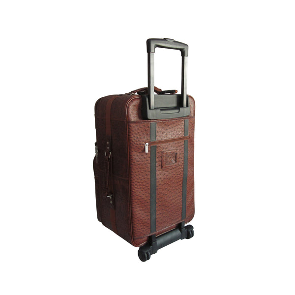 Amerileather Amerileather Brown Ostrich Print Leather 26" Expandable Suitcase With Wheels (#89-6)