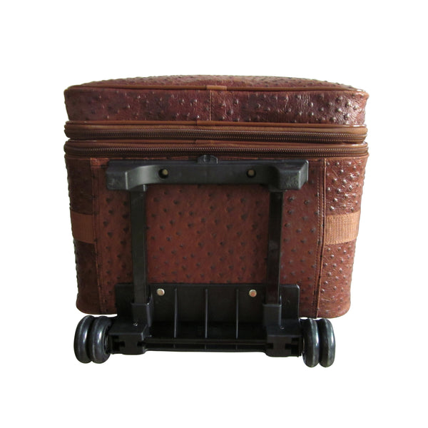 Amerileather Amerileather Brown Ostrich Print Leather 26" Expandable Suitcase With Wheels (#89-6)