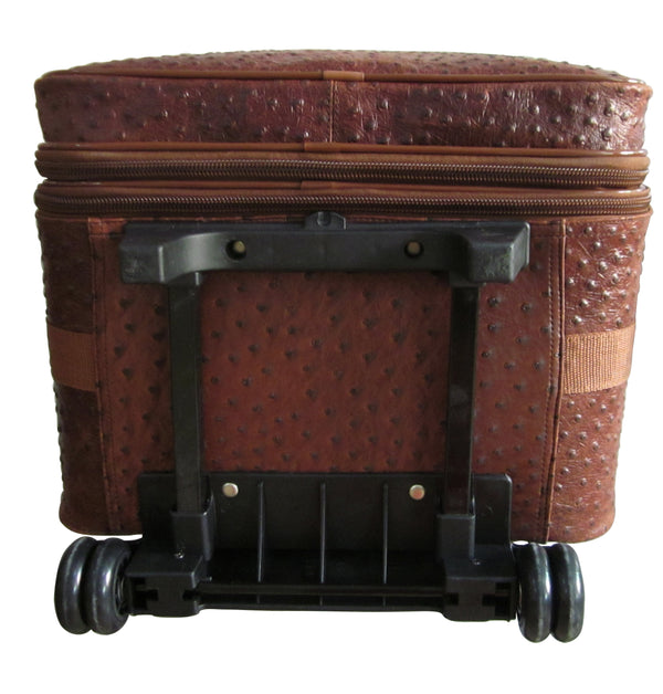 Amerileather Amerileather Brown Ostrich Print Leather Three Piece Set Traveler (#8003-6)