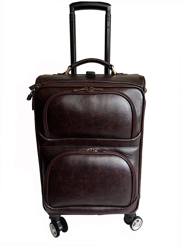 Amerileather Amerileather Chestnut Leather Three Piece Set Traveler On Spinner Wheels (#8603-8)