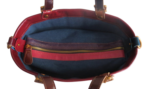 Amerileather Amerileather Dorgon Leather Rainbow Basket Handbag (#1280-9)