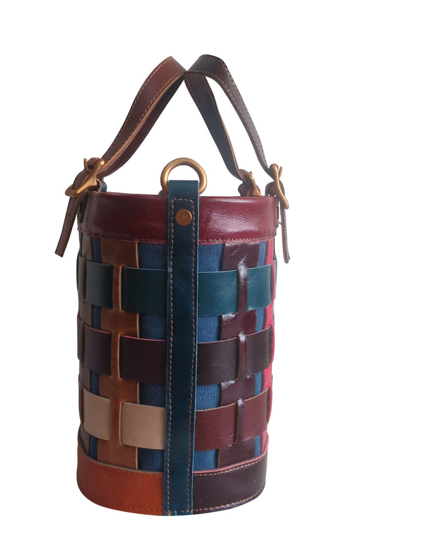 Amerileather Amerileather Dorgon Leather Rainbow Basket Handbag (#1280-9)