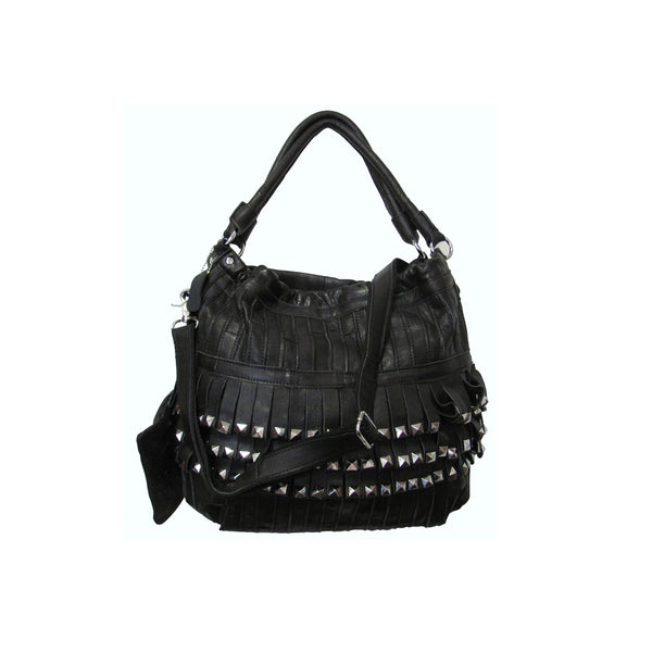 Amerileather Studded Tutu Leather Handbag (#1720-02)