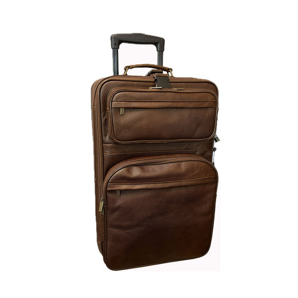amerileather Amerileather Waxy Brown Leather 26" Expandable Suitcase with Wheels (#89-4)