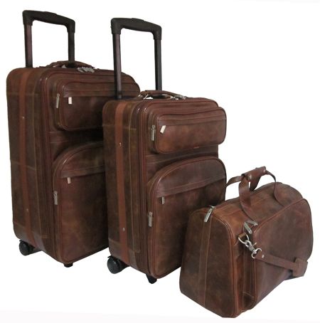 amerileather Amerileather Waxy Brown Leather Three Piece Set Traveler (#8003-4)