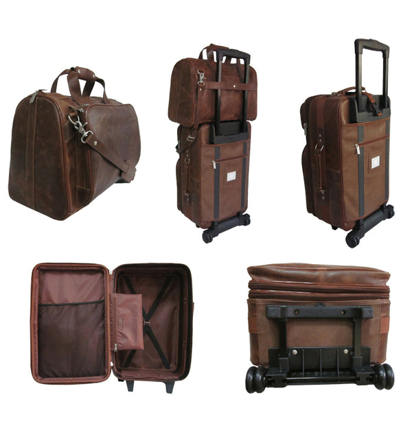 Amerileather Amerileather Waxy Brown Leather Two Piece Set Traveler (#8002-4)