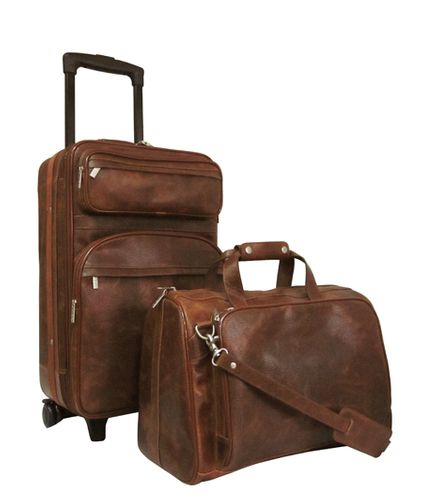 amerileather Amerileather Waxy Brown Leather Two Piece Set Traveler (#8002-4)