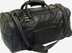 Amerileather Black Leather 20-inch Dual Zippered Duffel (#3704-9)
