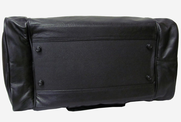 Amerileather Black Leather 20-inch Dual Zippered Duffel (#3704-9)