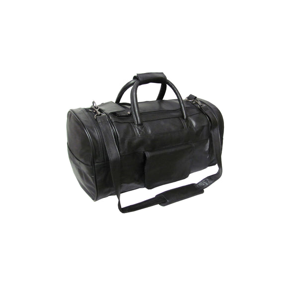 amerileather Black Leather 20-inch Dual Zippered Duffel (#3704-9)