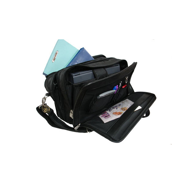 Amerileather Black Leather Practical Expandable Computer Case (#2438-0)