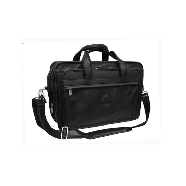 amerileather Black Leather Practical Expandable Computer Case (#2438-0)