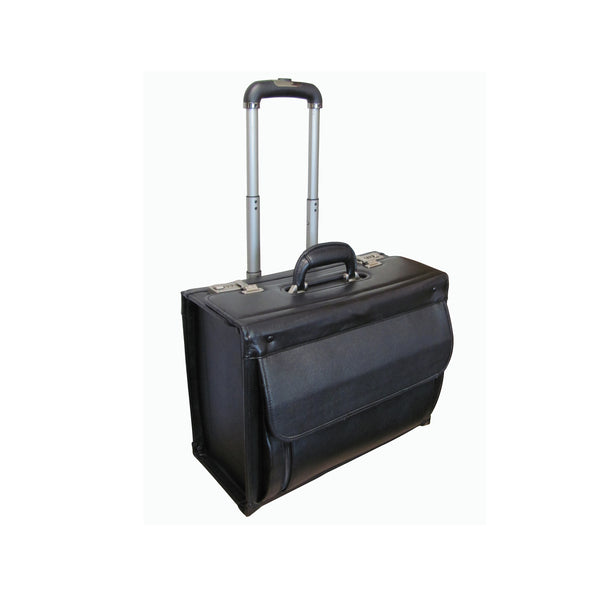 Amerileather Black Leather Wheeled Catalog Case (#1855-0)