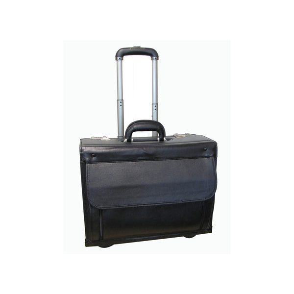 amerileather Black Leather Wheeled Catalog Case (#1855-0)