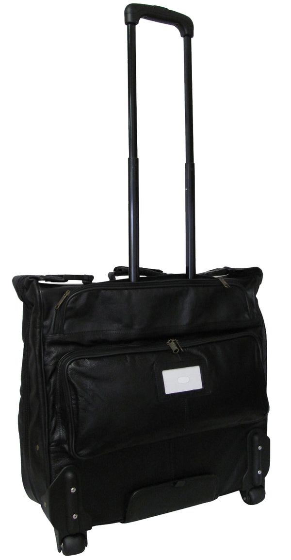 Amerileather Black Wheeled Leather Garment Bag (#2482-0)