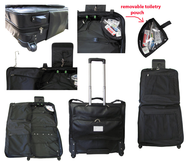 Amerileather Black Wheeled Leather Garment Bag (#2482-0)