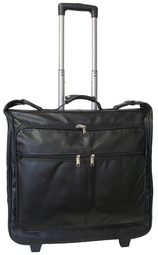 amerileather Black Wheeled Leather Garment Bag (#2482-0) amerileather Black Wheeled Leather Garment Bag (#2482-0)