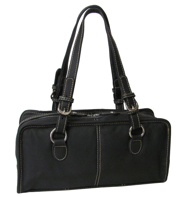 Amerileather Classy Belt Stitched Leather Satchel (#1828-02459)