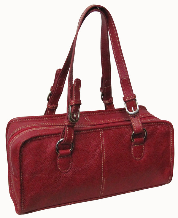 Amerileather Classy Belt Stitched Leather Satchel (#1828-02459)