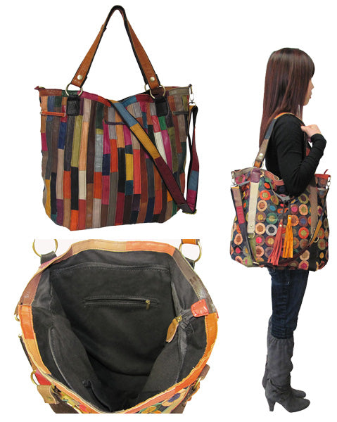 Amerileather Multi-Colored Lloyd Leather Tote (#1730-9)