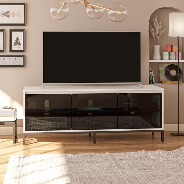 Ameriwood Home Alphason Studio 68" Media Console With Steel Post Base For TVs Up To 77"