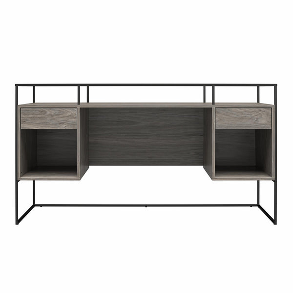 ameriwood home Ameriwood Home Camley Modern Desk with Fluted Glass Top 2 Drawers and Storage