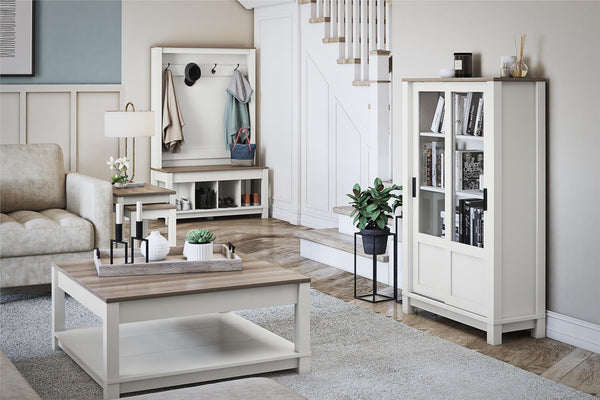 Ameriwood Home Ameriwood Home Chapel Hill Rustic Farmhouse Bookcase Cabinet With Sliding Glass Doors