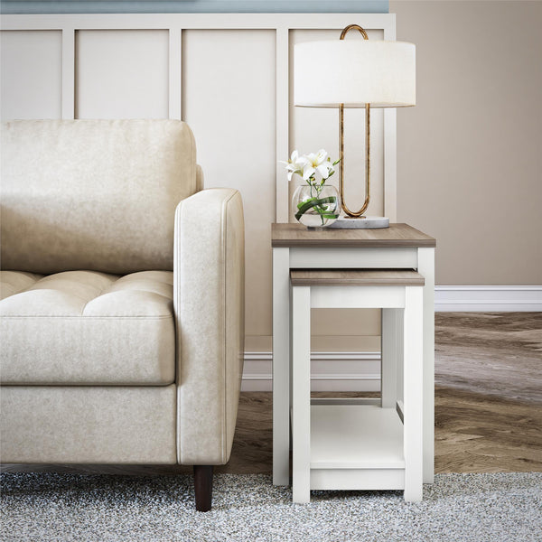 Ameriwood Home Ameriwood Home Chapel Hill Rustic Farmhouse Nesting Table 2-Piece Set