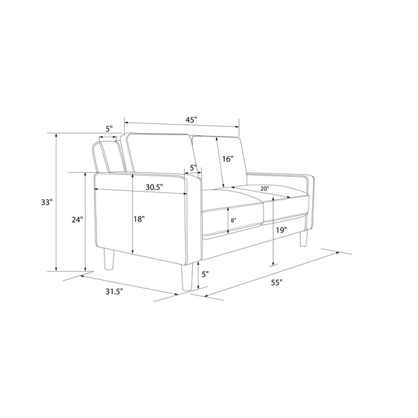 Ameriwood Home DHP Brynn Loveseat