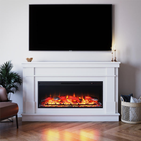 Ameriwood Home Ameriwood Home Elmcroft Wide Painted Mantel With Linear Electric Fireplace