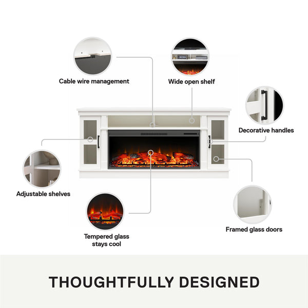 Ameriwood Home Ameriwood Home Elmcroft Wide TV Console With Electric Fireplace Insert For 75" TVs