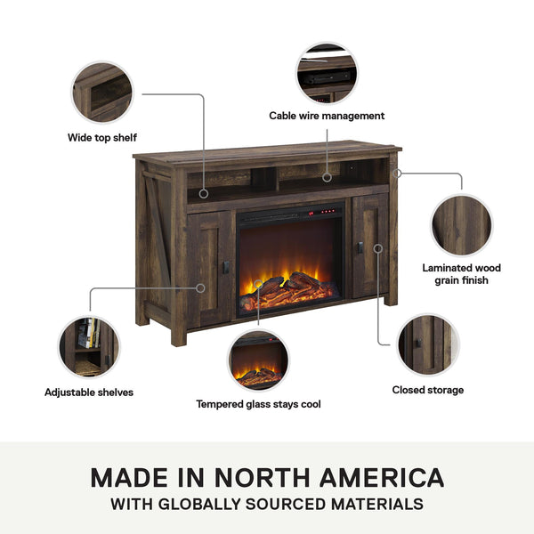 Ameriwood Home Ameriwood Home Farmington Electric Fireplace TV Console For TVs Up To 50"