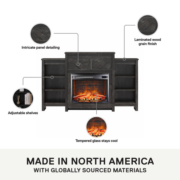 Ameriwood Home Ameriwood Home Farmington Electric Fireplace With Mantel & Side Bookcases
