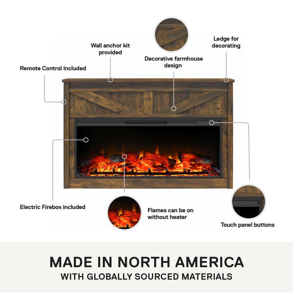 Ameriwood Home Ameriwood Home Farmington Wide Modern Farmhouse Mantel With Electric Fireplace
