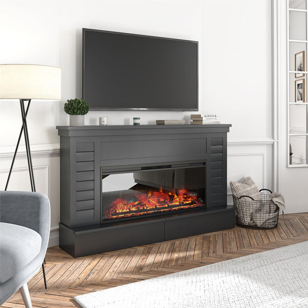 Ameriwood Home Ameriwood Home Hathaway Wide Shiplap Mantel With Linear Electric Fireplace And Storage Drawers