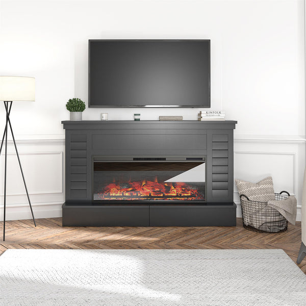 Ameriwood Home Ameriwood Home Hathaway Wide Shiplap Mantel With Linear Electric Fireplace And Storage Drawers
