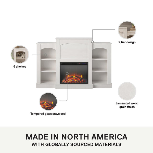 Ameriwood Home Ameriwood Home Hawke's Bay Fireplace Mantel With Bookshelves