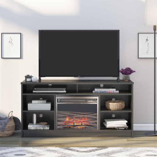 Ameriwood Home Ameriwood Home Hendrix TV Stand For TVs Up To 55" With Electric Fireplace Insert And 6 Shelves