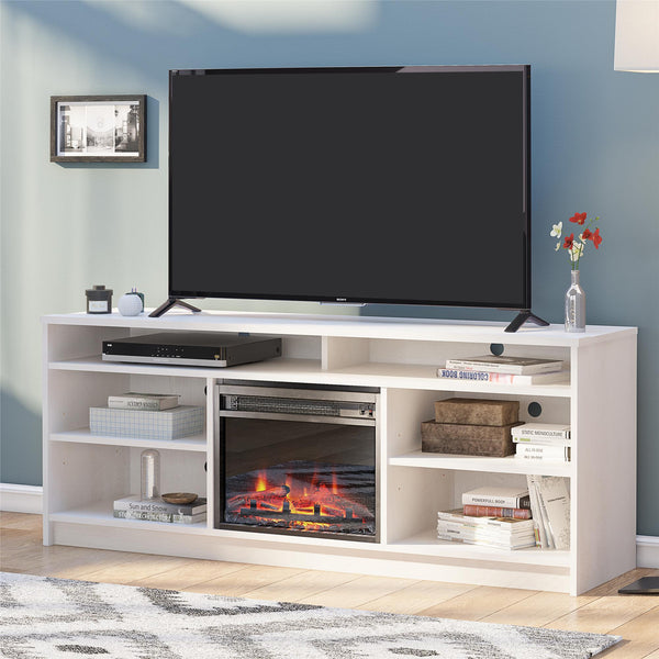 Ameriwood Home Ameriwood Home Hendrix TV Stand For TVs Up To 65" With Electric Fireplace Insert And 6 Shelves