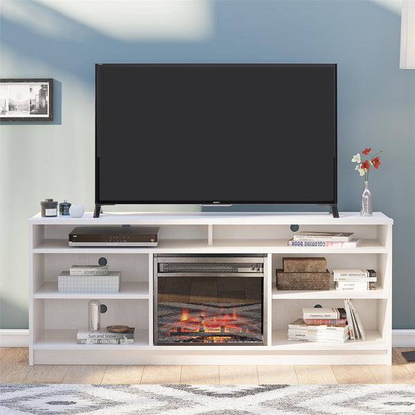 Ameriwood Home Ameriwood Home Hendrix TV Stand For TVs Up To 65" With Electric Fireplace Insert And 6 Shelves