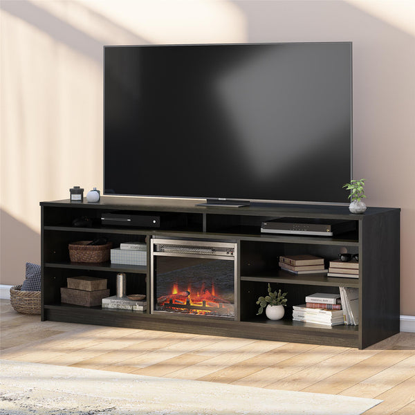 Ameriwood Home Ameriwood Home Hendrix TV Stand For TVs Up To 75" With Electric Fireplace Insert And 6 Shelves