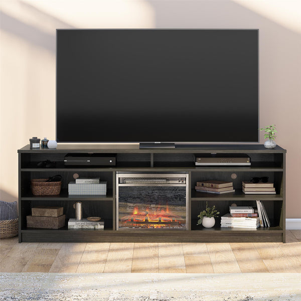 Ameriwood Home Ameriwood Home Hendrix TV Stand For TVs Up To 75" With Electric Fireplace Insert And 6 Shelves