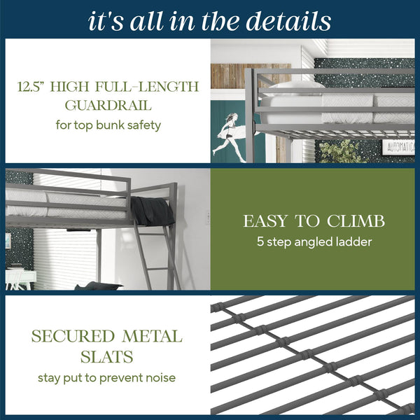 Ameriwood Home Novogratz Maxwell Metal Bunk Bed