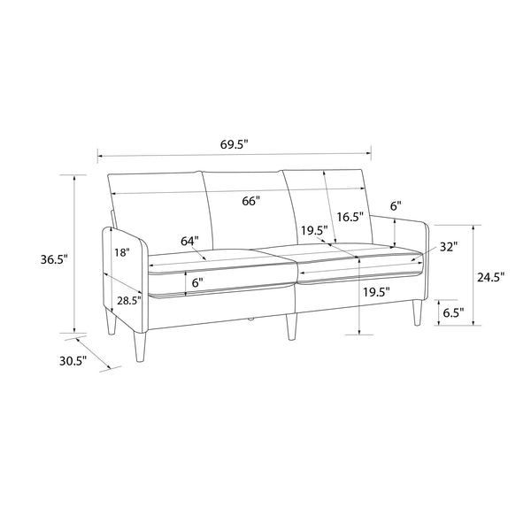 Ameriwood Home RealRooms Cassia Pillowback Sofa