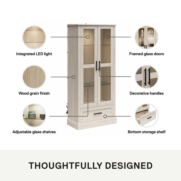 Ameriwood Home Ameriwood Home Sherman Curio Cabinet With Glass Doors And Storage Drawer