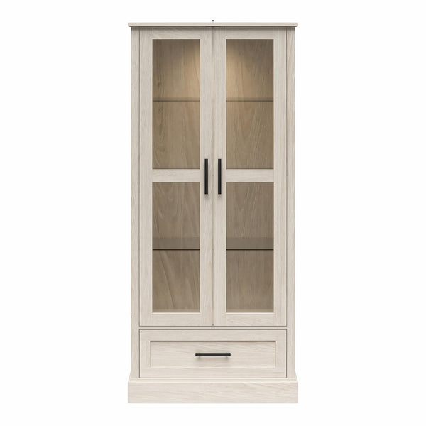ameriwood home Ameriwood Home Sherman Curio Cabinet with Glass Doors and Storage Drawer