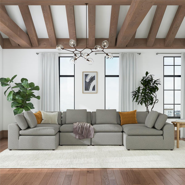 Ameriwood Home Cortney's Collection York U-Shaped Sectional Sofa Bundle