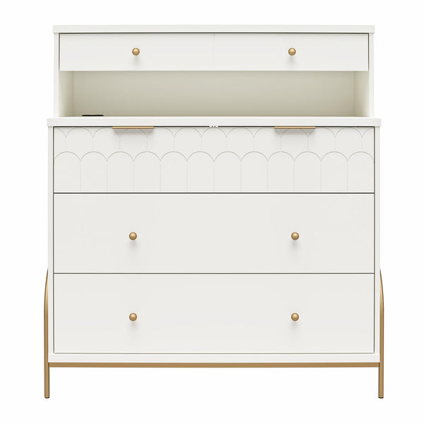 Ameriwood Home CosmoLiving Anastasia 4 Drawer Dresser W/ Hutch
