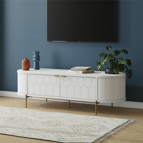 Ameriwood Home CosmoLiving Anastasia Modern Scalloped Oval TV Stand For TVs Up To 65"