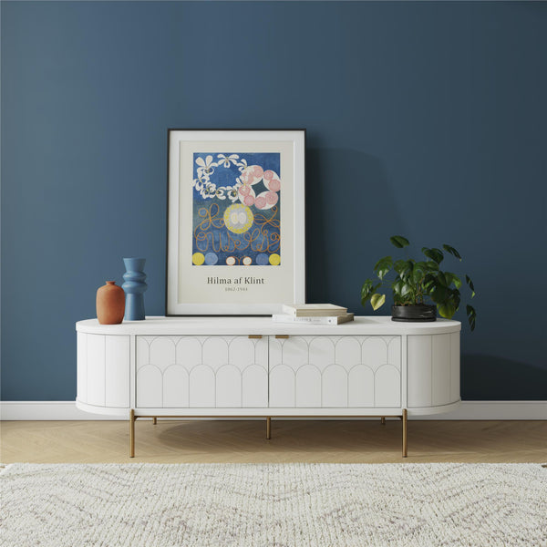 Ameriwood Home CosmoLiving Anastasia Modern Scalloped Oval TV Stand For TVs Up To 65"